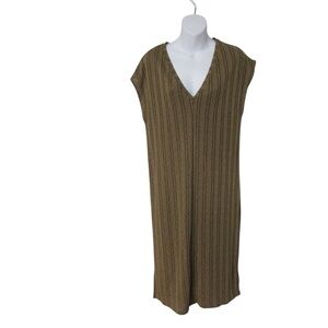 ZARA Trafaluc Dress Small Shift Gold Stripe Loose